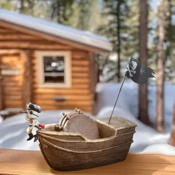 Pirate Ship Coasters Set of 6, Full Size Rustic Coaster in Handmade Canoe, Cute - Picture 6 of 7